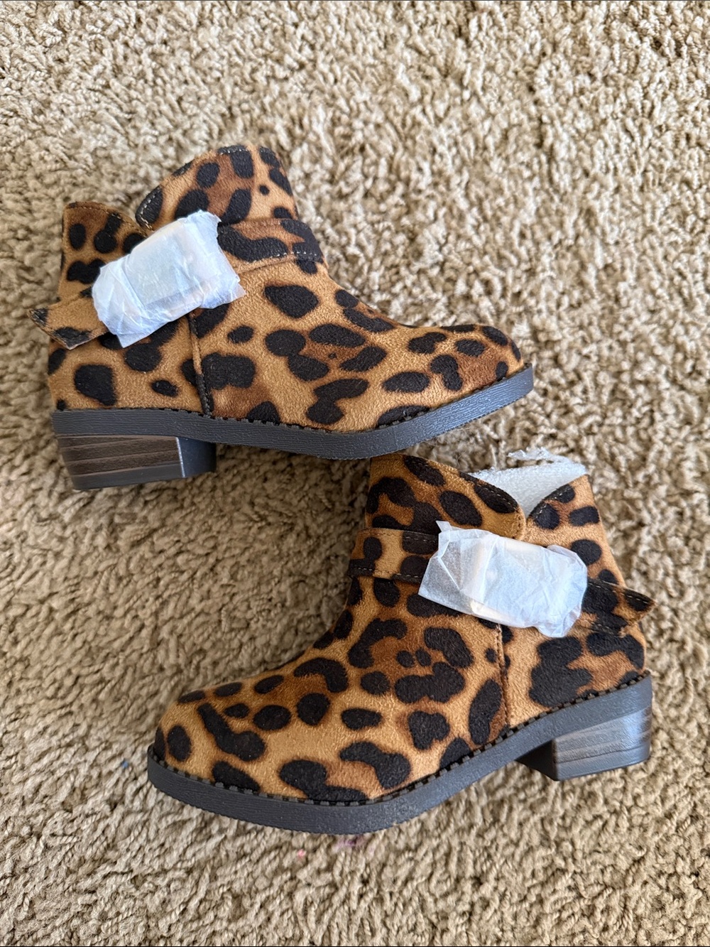 Leopard Print Faux Suede Ankle Boots - Brown & Black